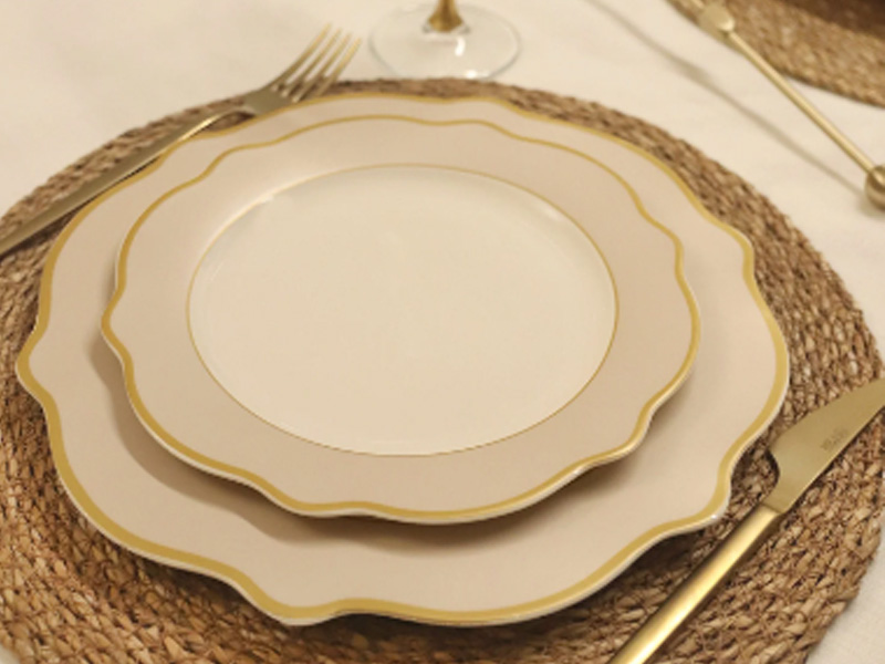 Jaswely Series Porcelain Dinner Plates, Set of 6 - Sand Beige