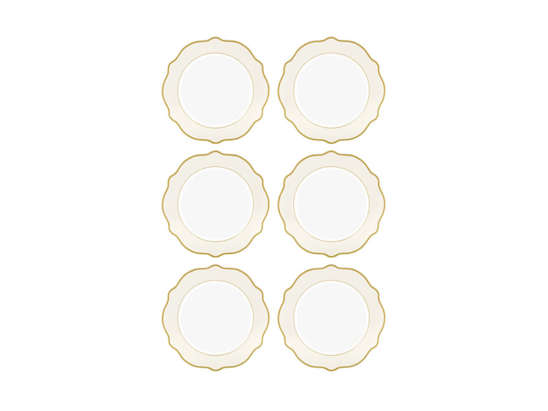 Jaswely Series Porcelain Side Plates, Set of 6 - Cream
