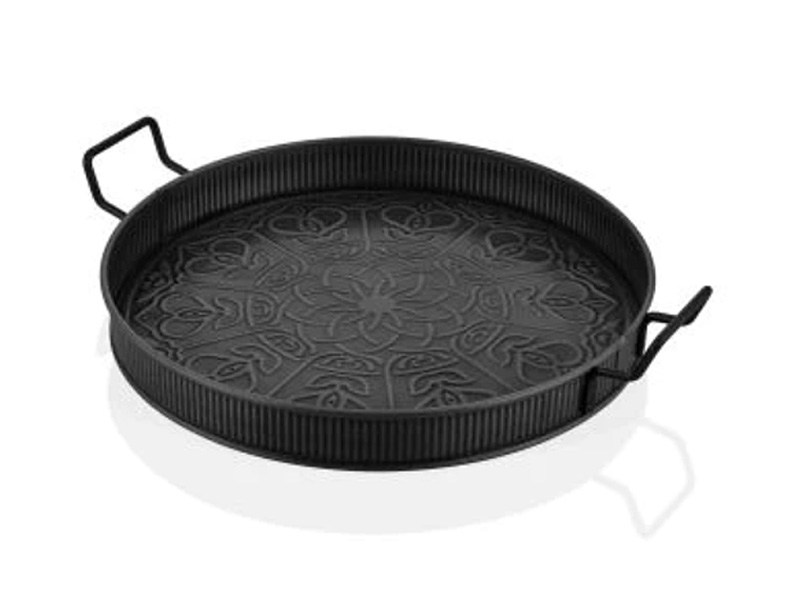 Black Round Serving Tray (52 x 42 cm)